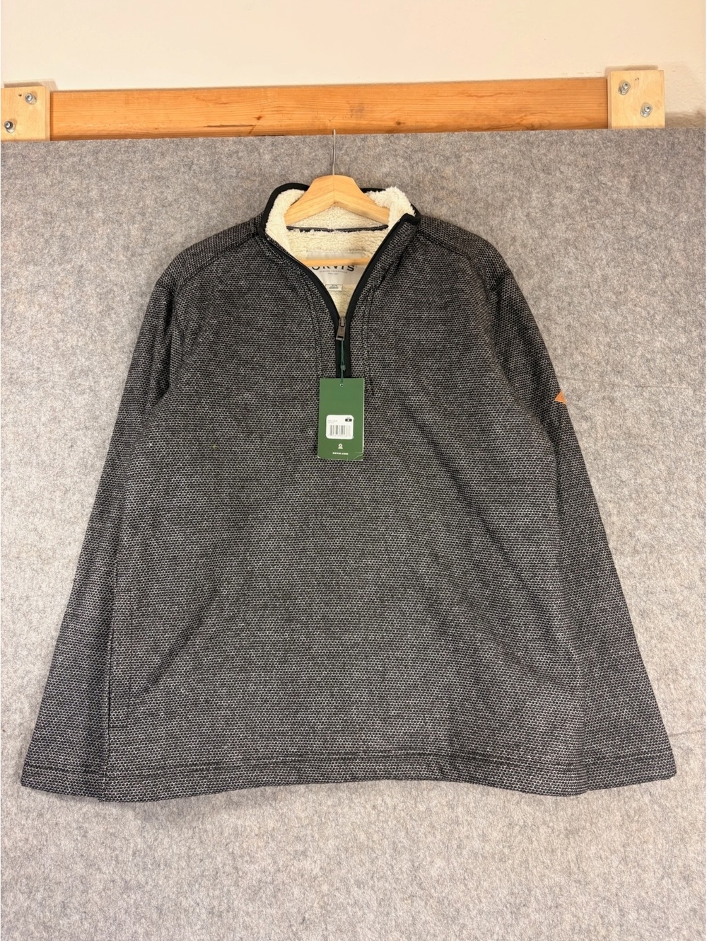 Orvis Gray Sherpa Lined Quarter Zip Pullover size medium nwt